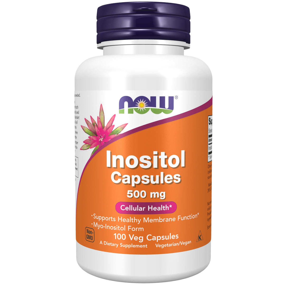 NOW Foods Inositol — bouteille de capsules 500 mg, soutien potentiel au métabolisme des lipides