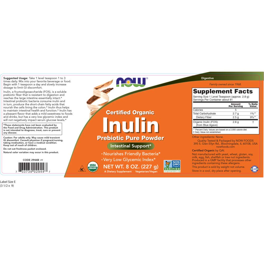 NOW Foods Inuline biologique poudre: cuillère doseuse facile dans vos boissons