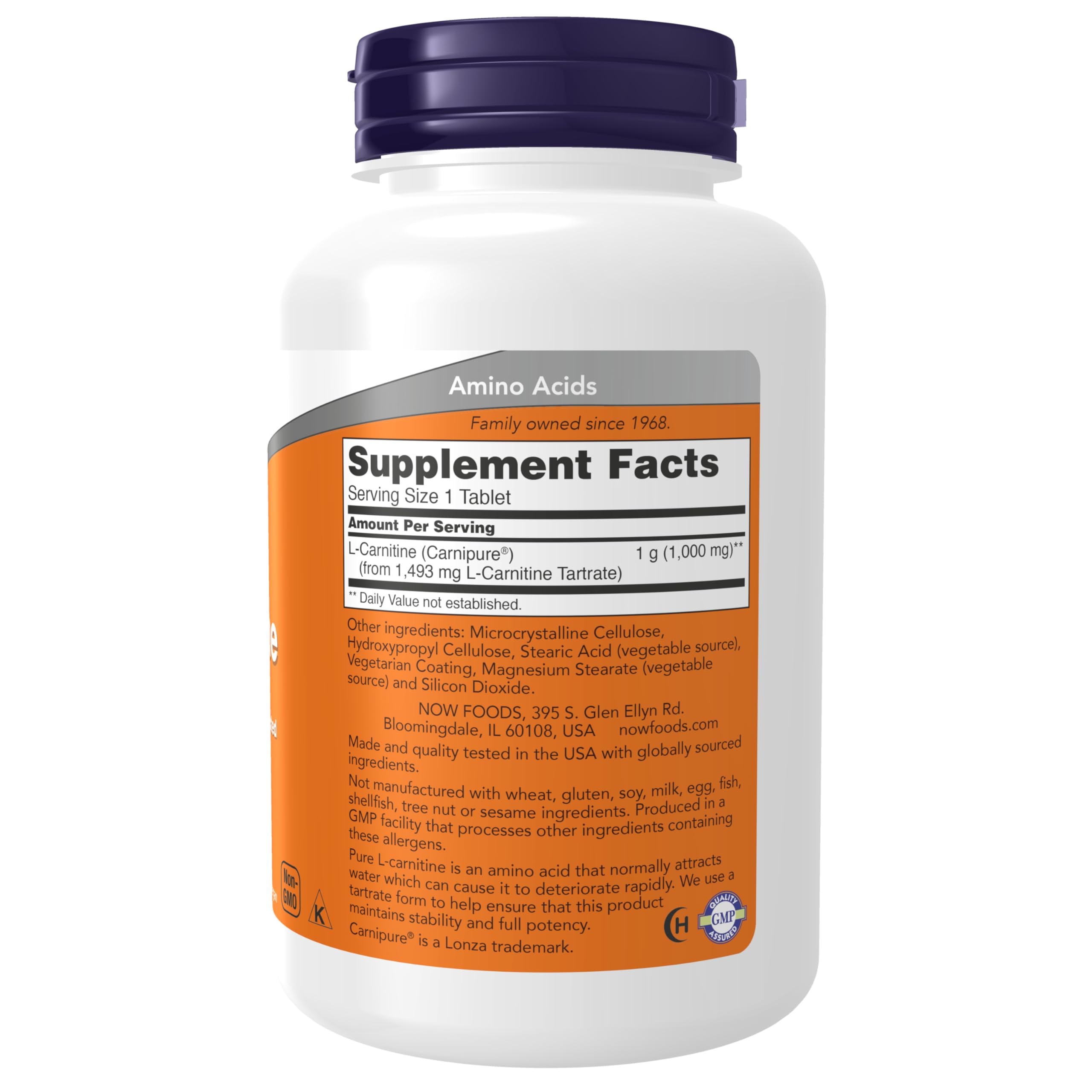 NOW Foods L-Carnitine 1000 mg tablettes pour énergie cellulaire pendant l'entraînement.