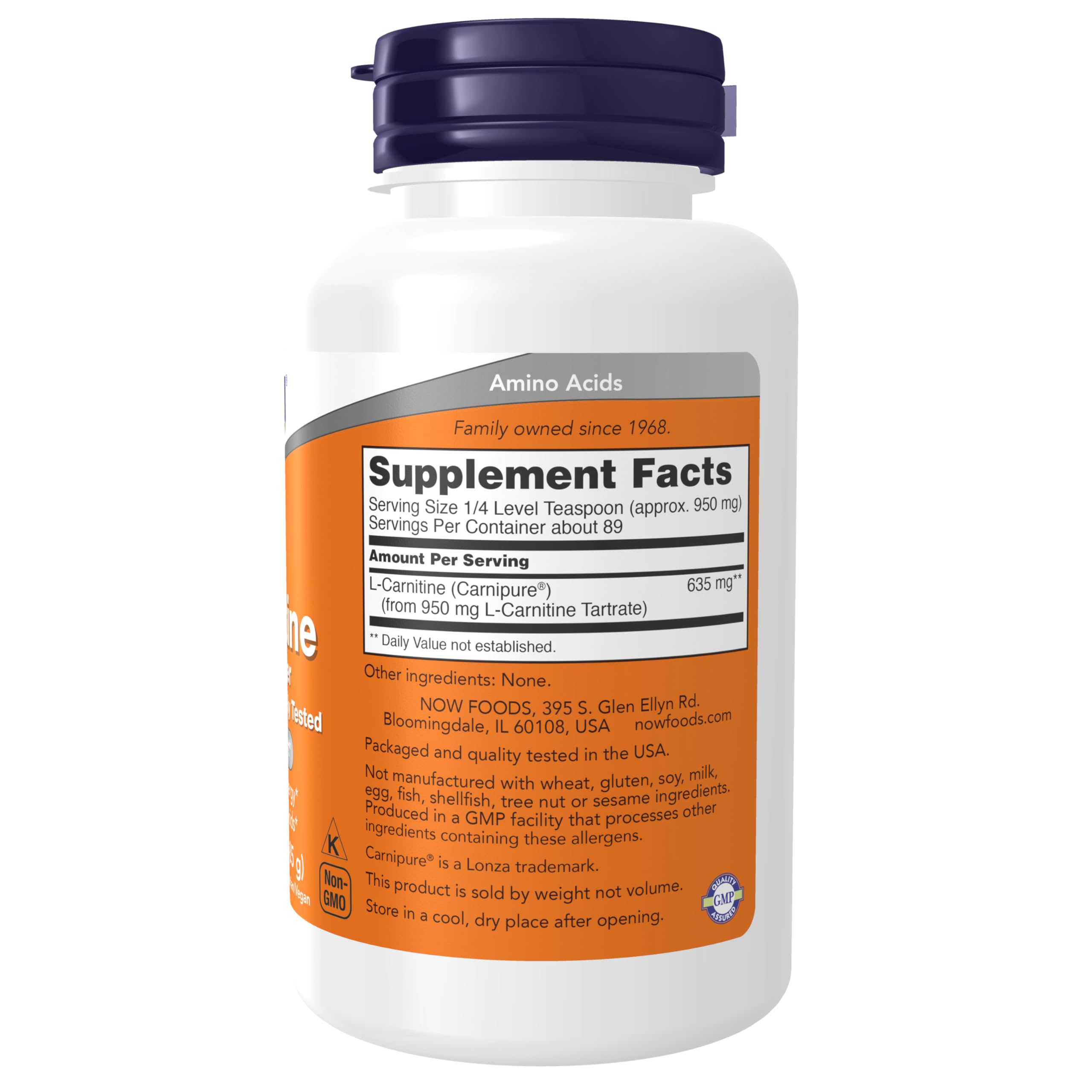 NOW Foods L-Carnitine Tartrate Poudre dose facile à utiliser dans vos shakes