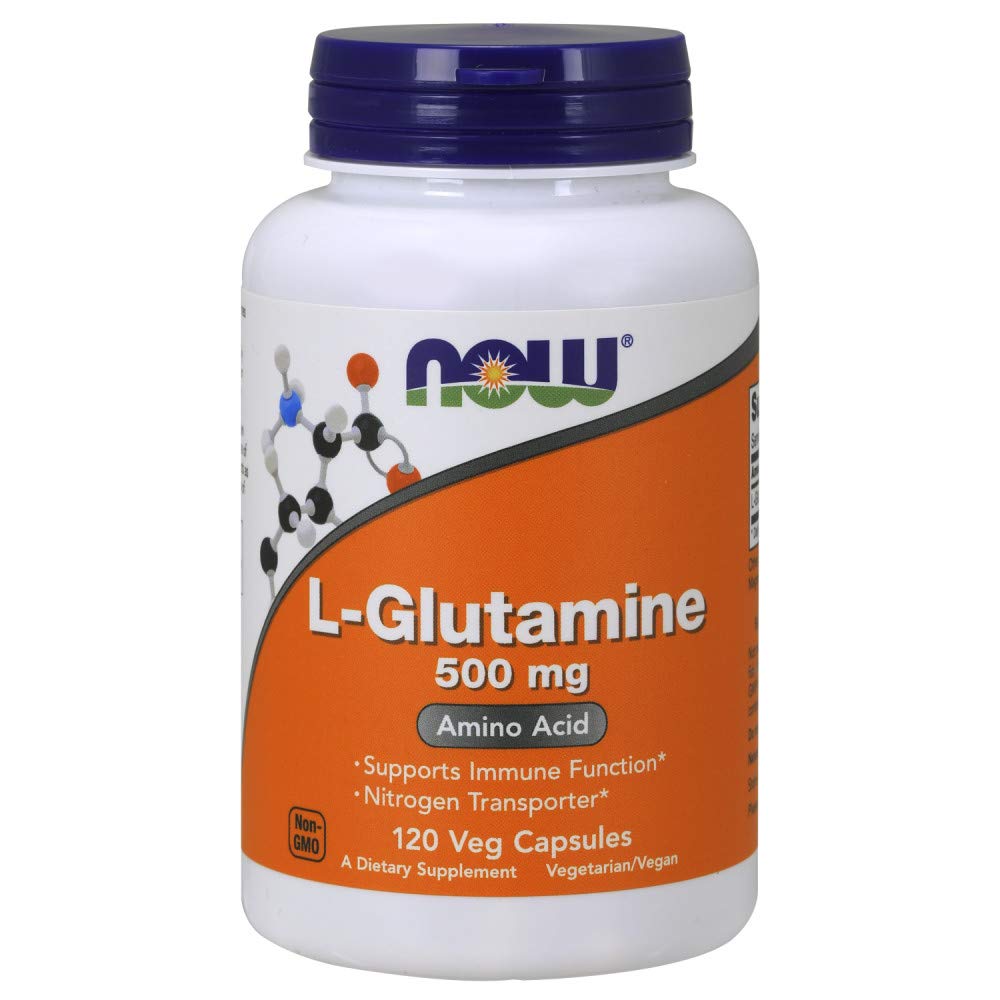 NOW Foods L-Glutamine 500mg bouteille et dose facile pour apport en glutamine