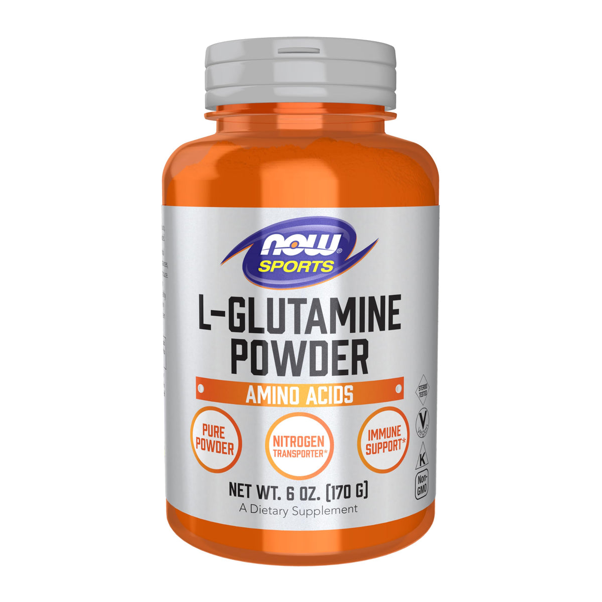 NOW Foods L-Glutamine Pure en poudre, bouteille pratique, soutien musculaire.