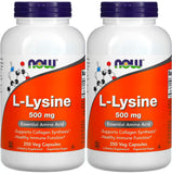 NOW Foods L-Lysine 500 mg gélules, boîte pack-2, soutient potentiellement la synthèse des protéines.