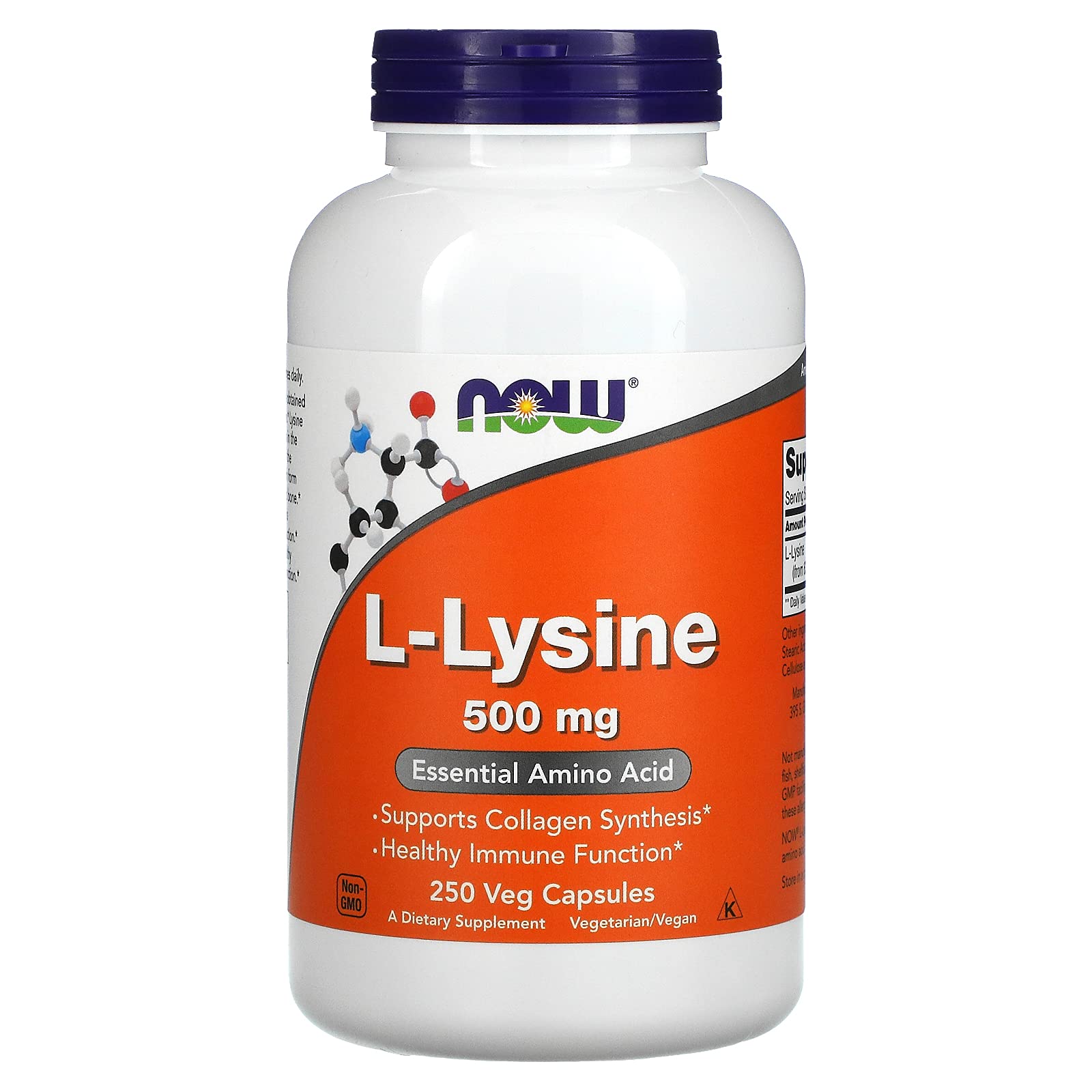 NOW Foods L-Lysine 500 mg gélules, pack-2, peut soutenir le système immunitaire potentiel.