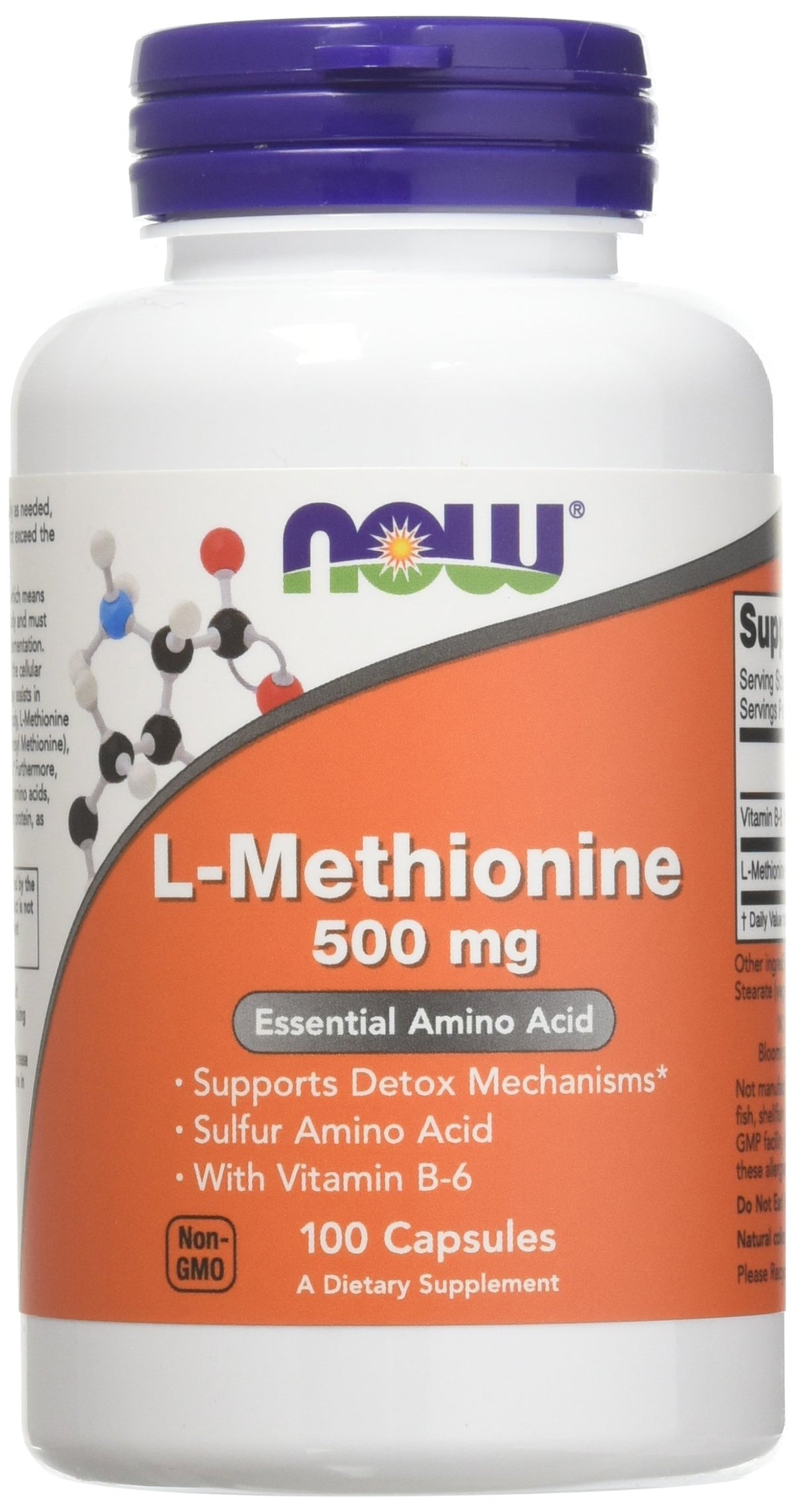 NOW Foods L-Méthionine 500 mg, capsule, soutient les processus de détox naturelle.