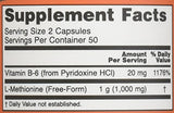 NOW Foods L-Méthionine 500 mg, bouteille, dosage quotidien pratique.