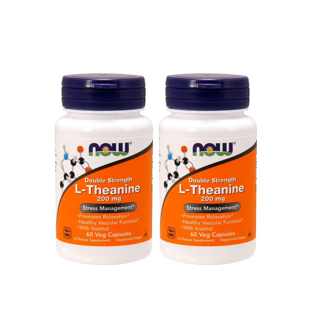 NOW Foods L-Theanine, bouteille de capsules végétales, relaxation potentielle sans somnolence
