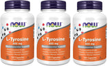 NOW Foods L-Tyrosine 500 mg – pack de 3 capsules, favorise un fonctionnement glandulaire sain