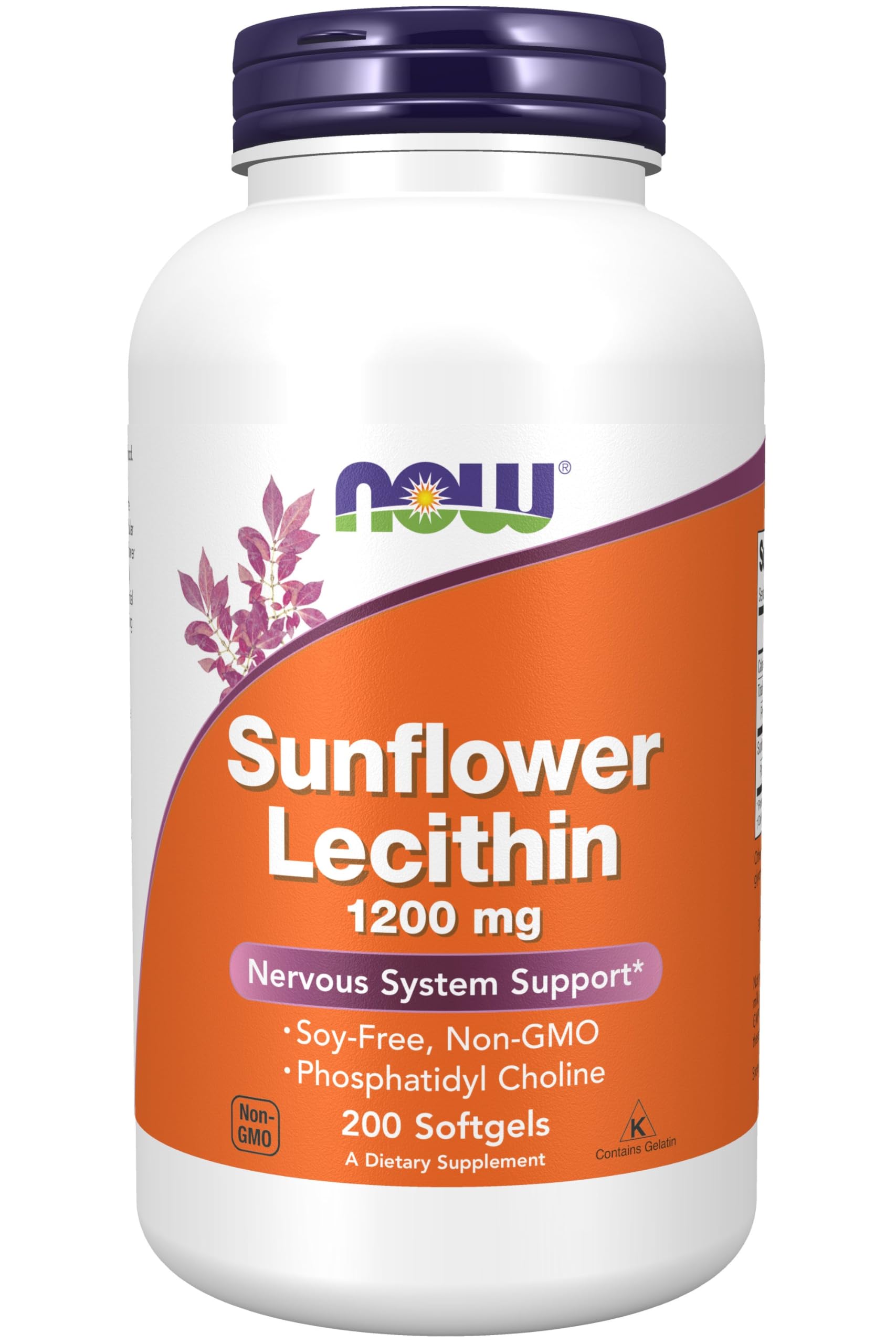 NOW Foods Lécithine de tournesol, bouteille, soutien potentiel du système nerveux.