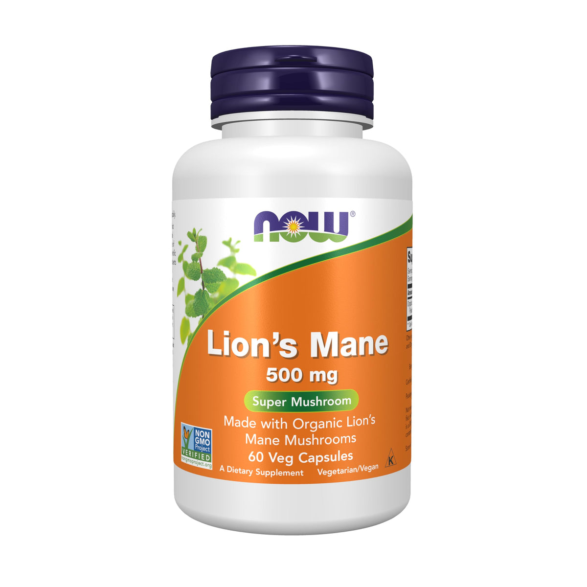 NOW Foods Lion's Mane - bouteille de capsules pour le bien-être général.