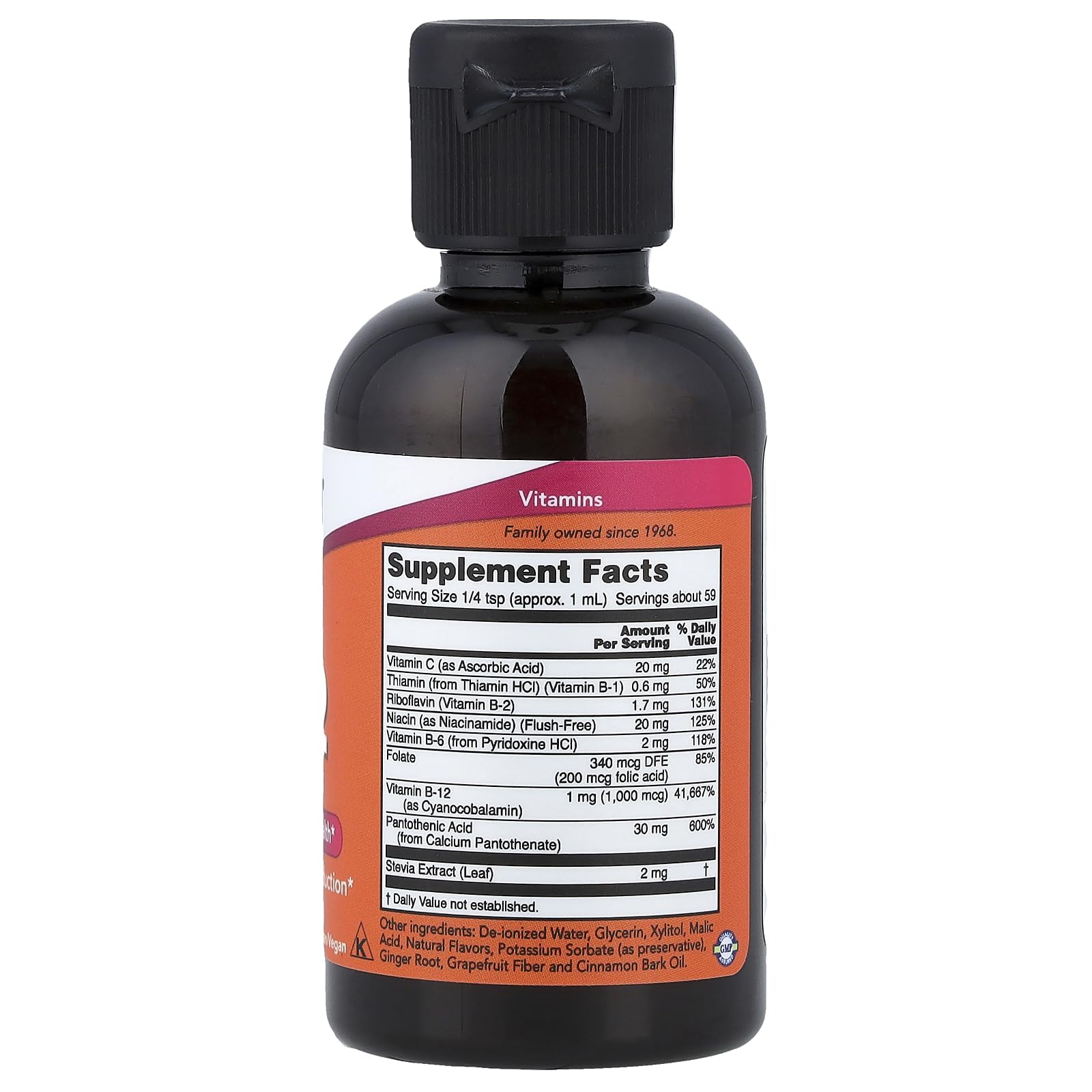 NOW Foods B-12 liquide, flacon compact, dosage gouttes facile pour le quotidien