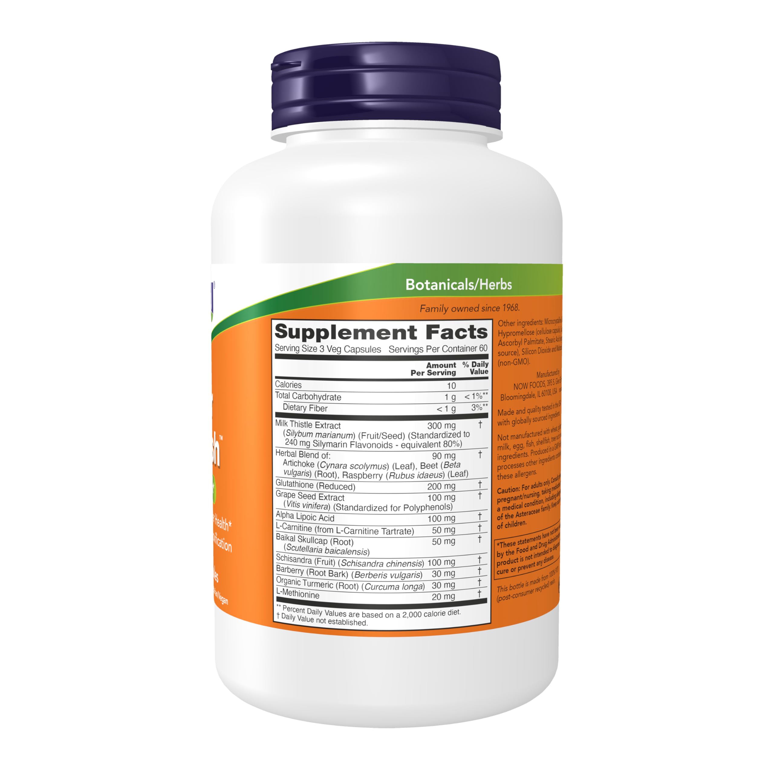 NOW Foods Liver Refresh capsules végétales, ensemble d’ingrédients pour détox naturelle.