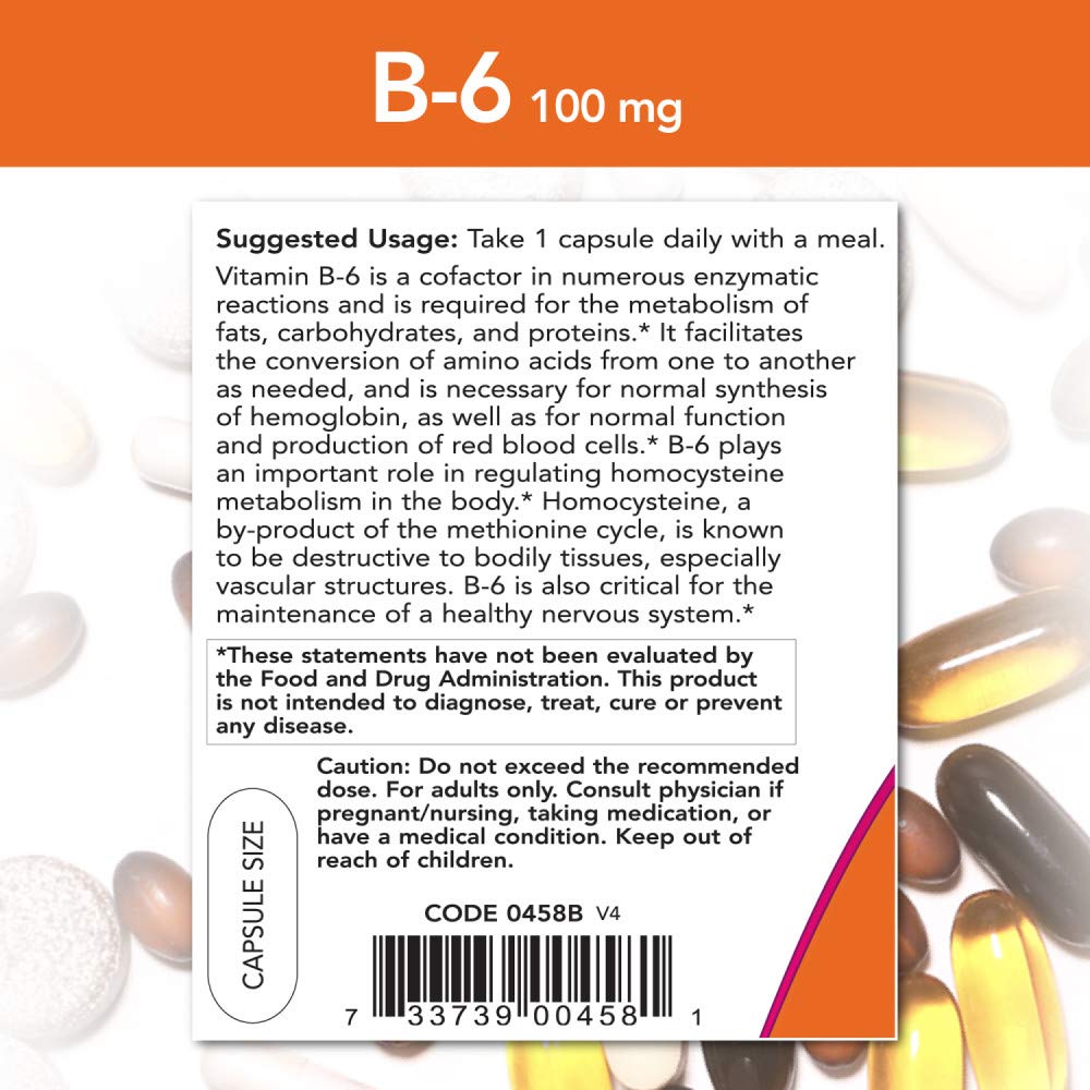 NOW Foods Lot de 2 B6 100 mg – solution économique