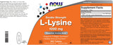 L-Lysine NOW Foods sans OGM; option végan pour complément nutritionnel.