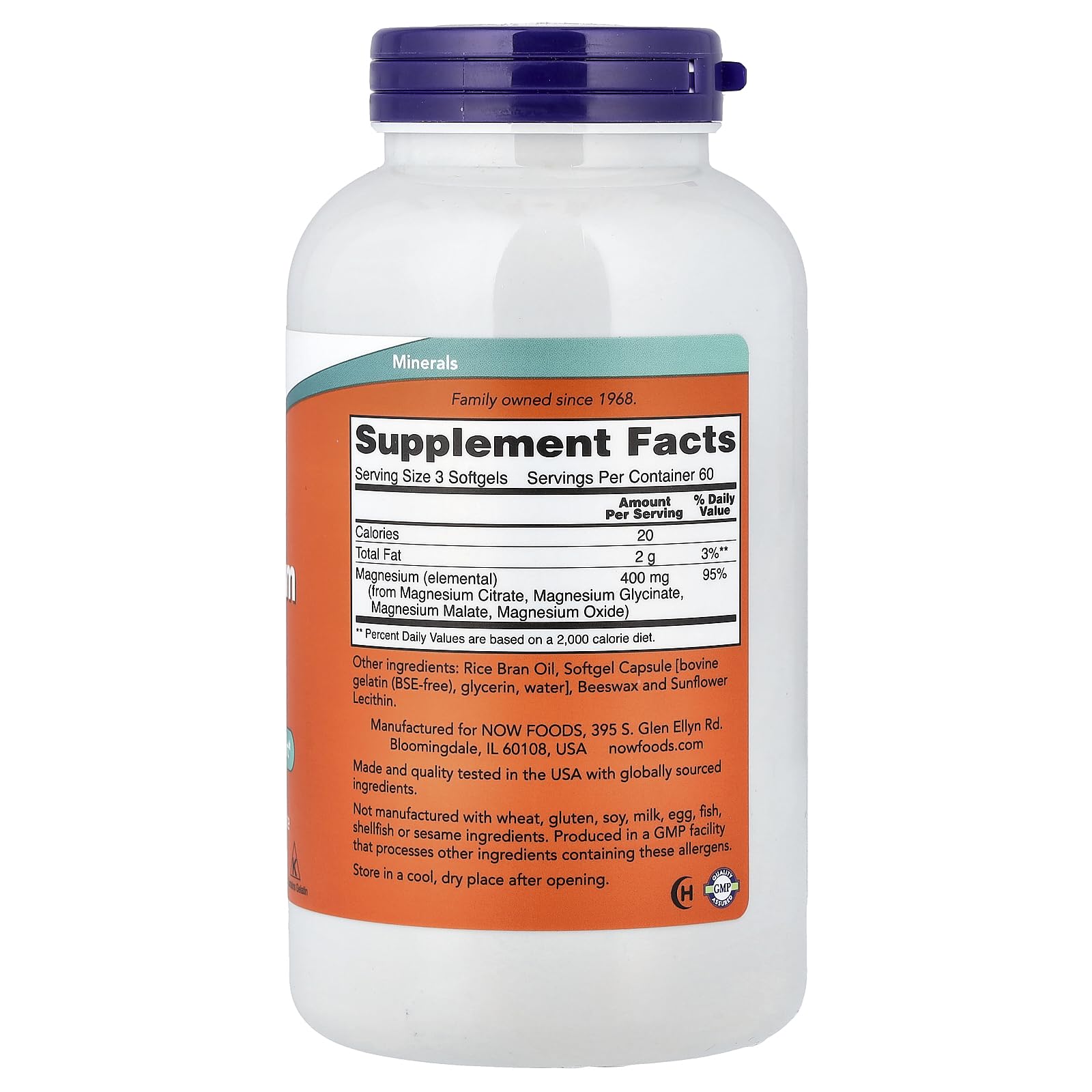 NOW Foods Magnésium Citrate, gélules molles, mise en scène illustrant biodisponibilité élevée et usage quotidien.