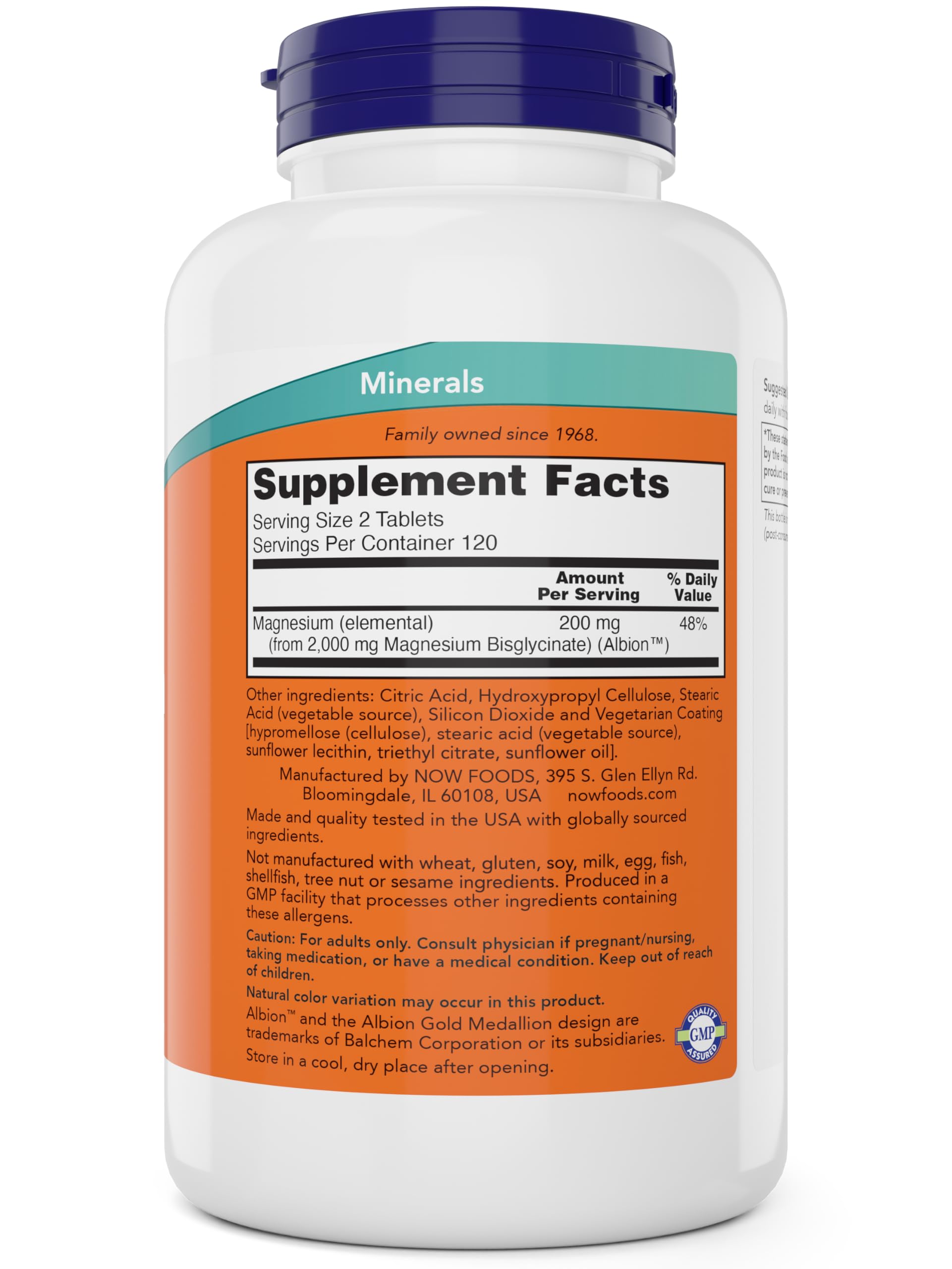 NOW Foods Magnésium Glycinate – arbre planté et engagement durable visible.