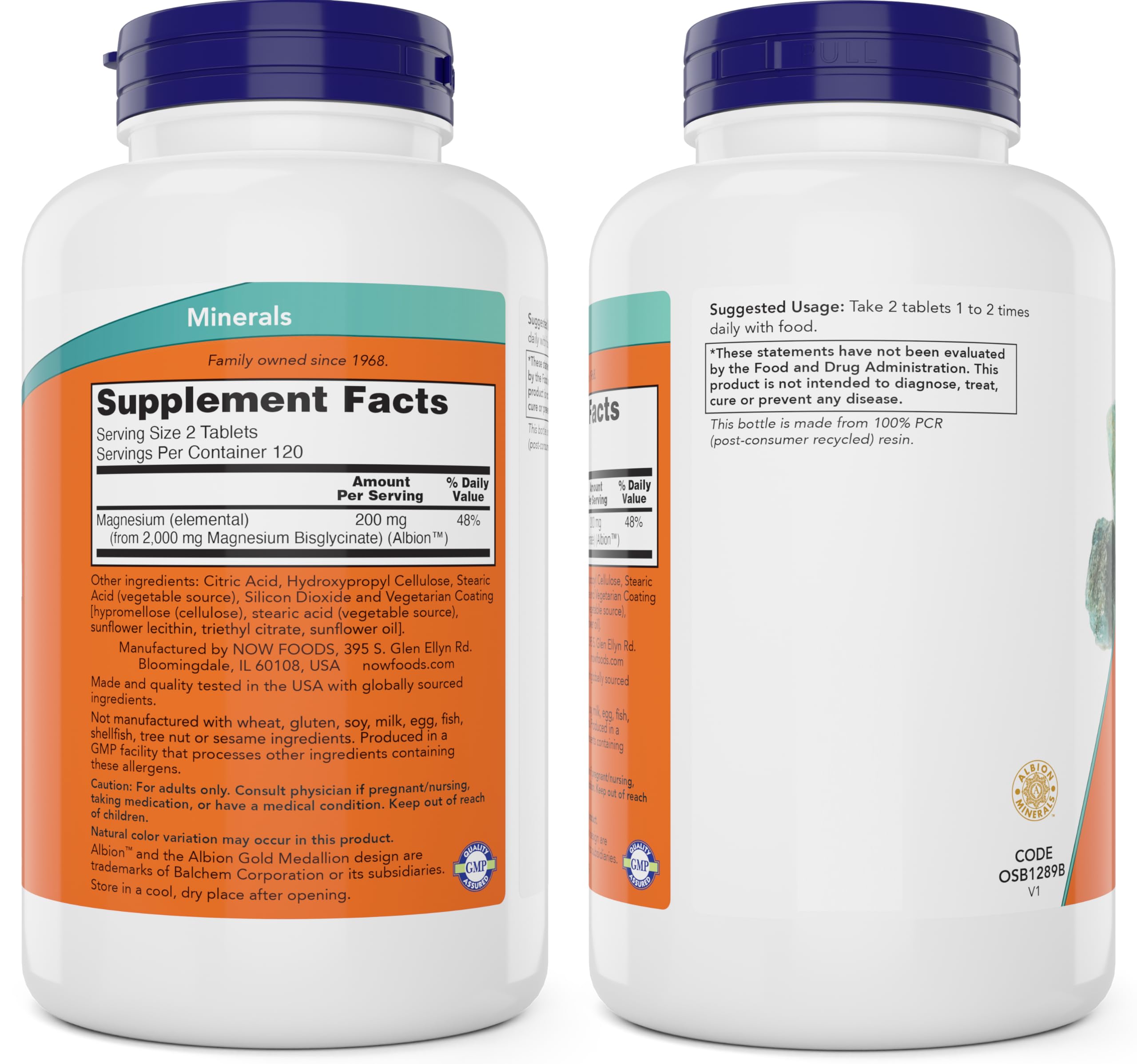 NOW Foods Magnésium Glycinate – tablettes visibles, absorption facilitée potentielle.