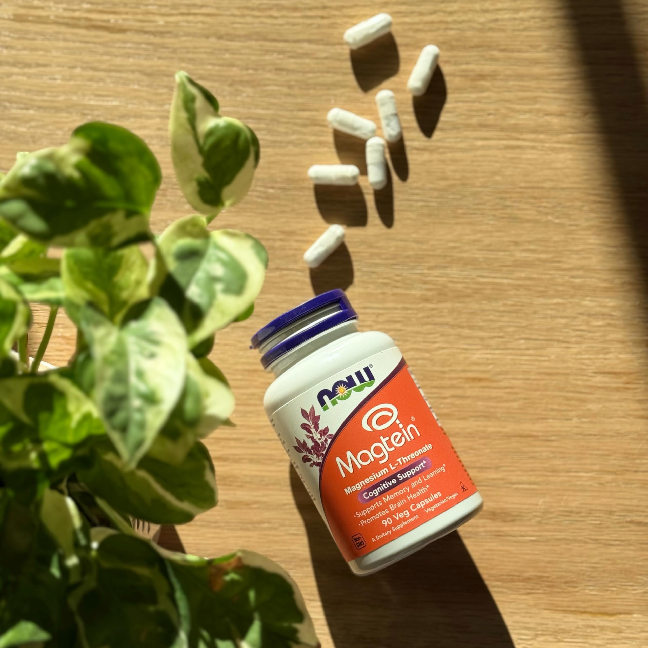 NOW Foods Magtein – boîte produit, conception américaine, ingrédients sourcés mondialement.