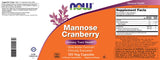Emballage NOW Foods Mannose Cranberry mettant en avant l’aspect écoresponsable.