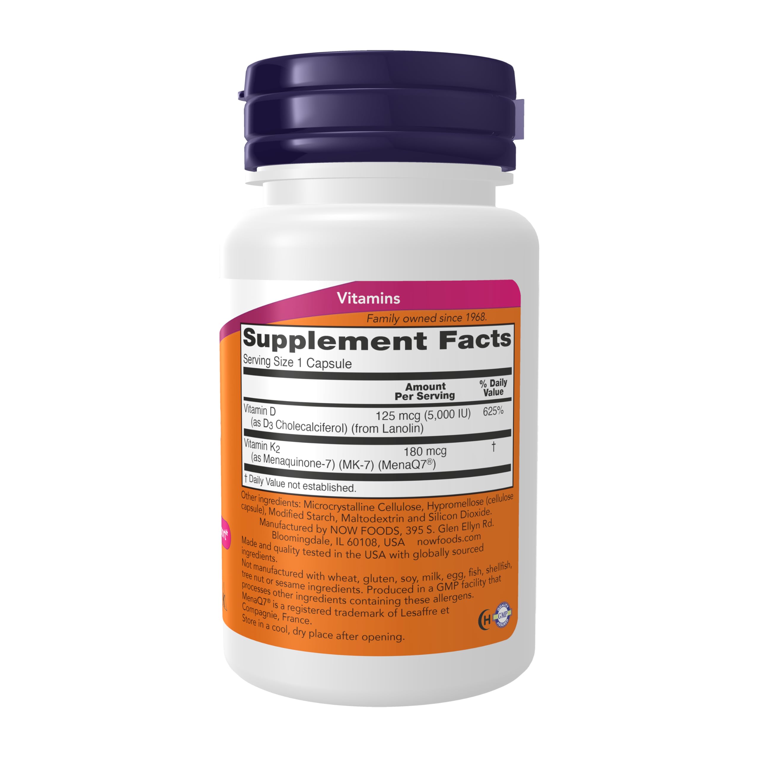 NOW Foods Mega D-3 MK-7 : capsules visibles pour prise quotidienne pratique