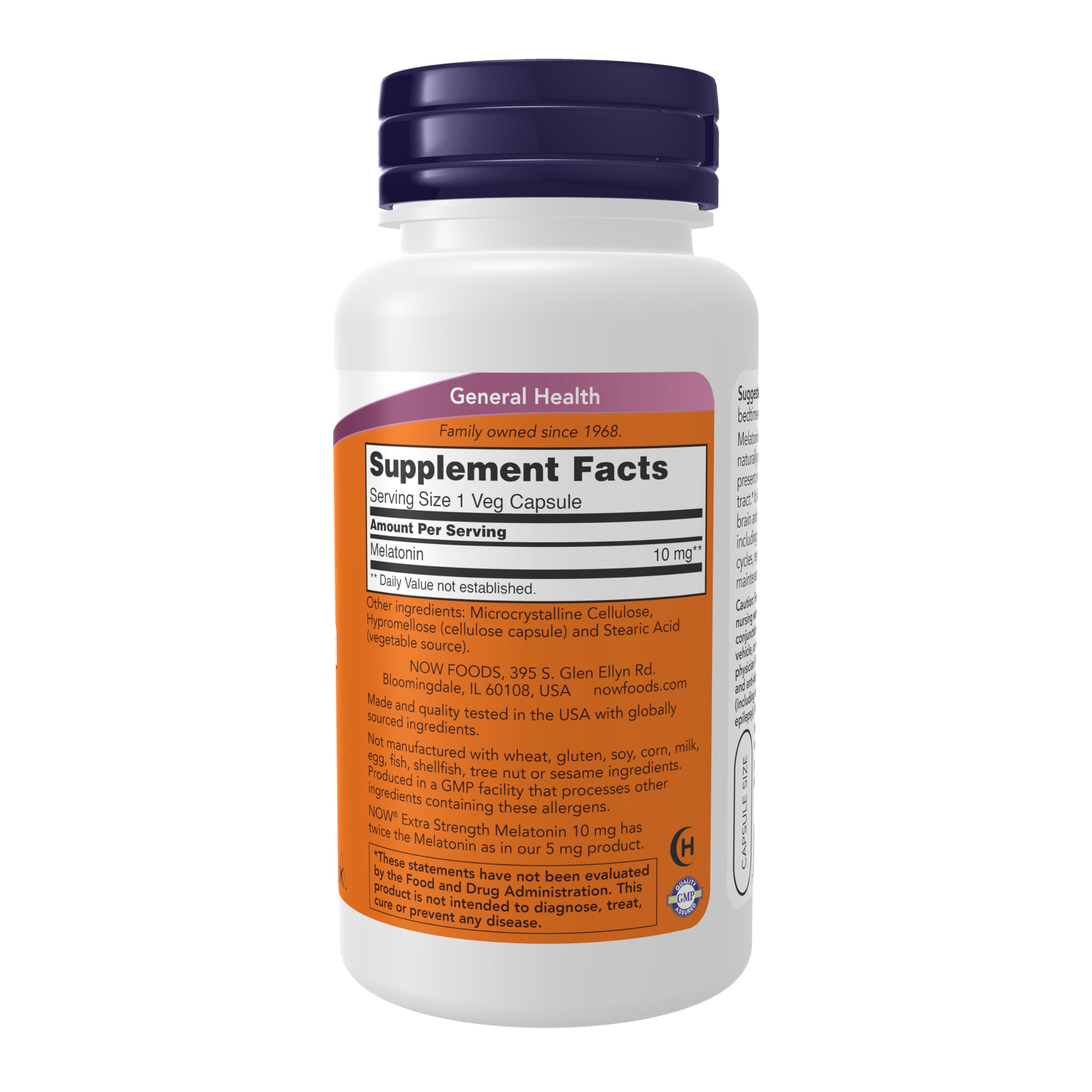 NOW Foods Mélatonine 10 mg – capsules, prise au coucher, rituel nocturne apaisant