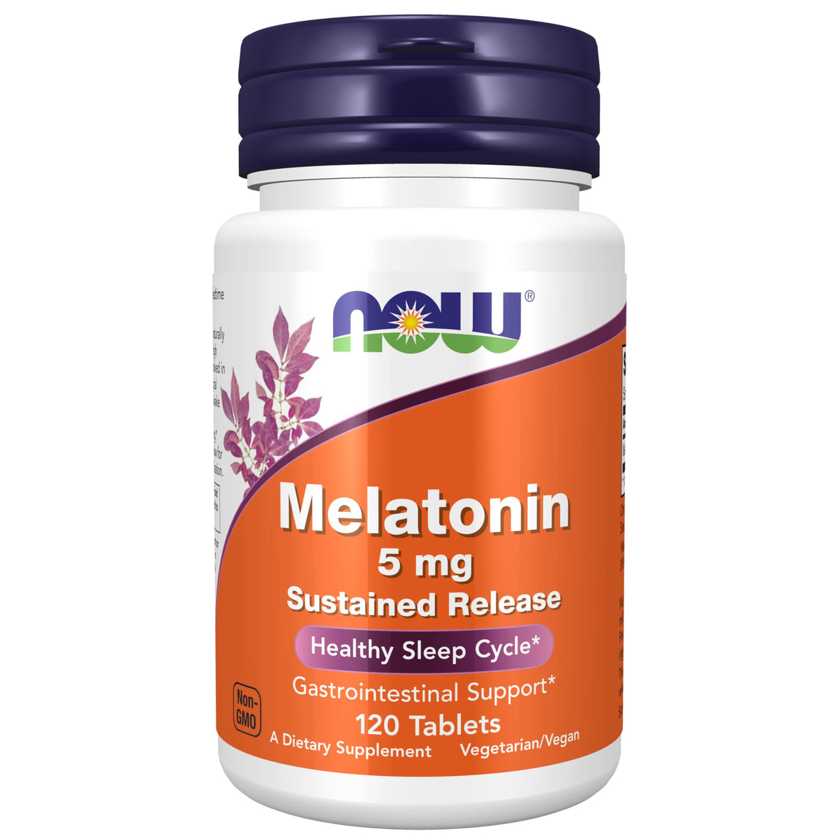 NOW Foods Melatonine: bouteille et tablettes, soutien potentiel au cycle sommeil naturel.