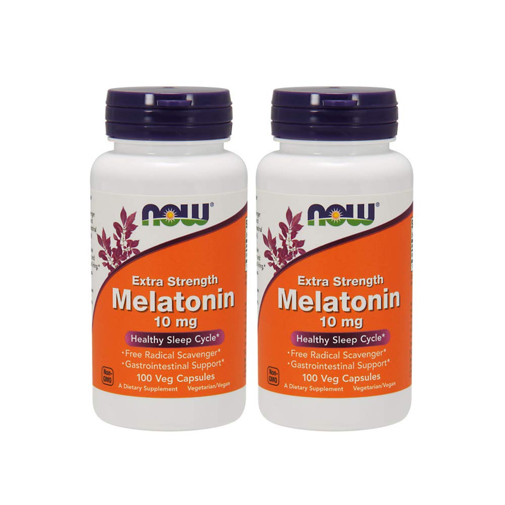 NOW Foods Mélatonine Force Max 10 mg, bouteille de 100 gélules véganes, soutien potentiel au sommeil.