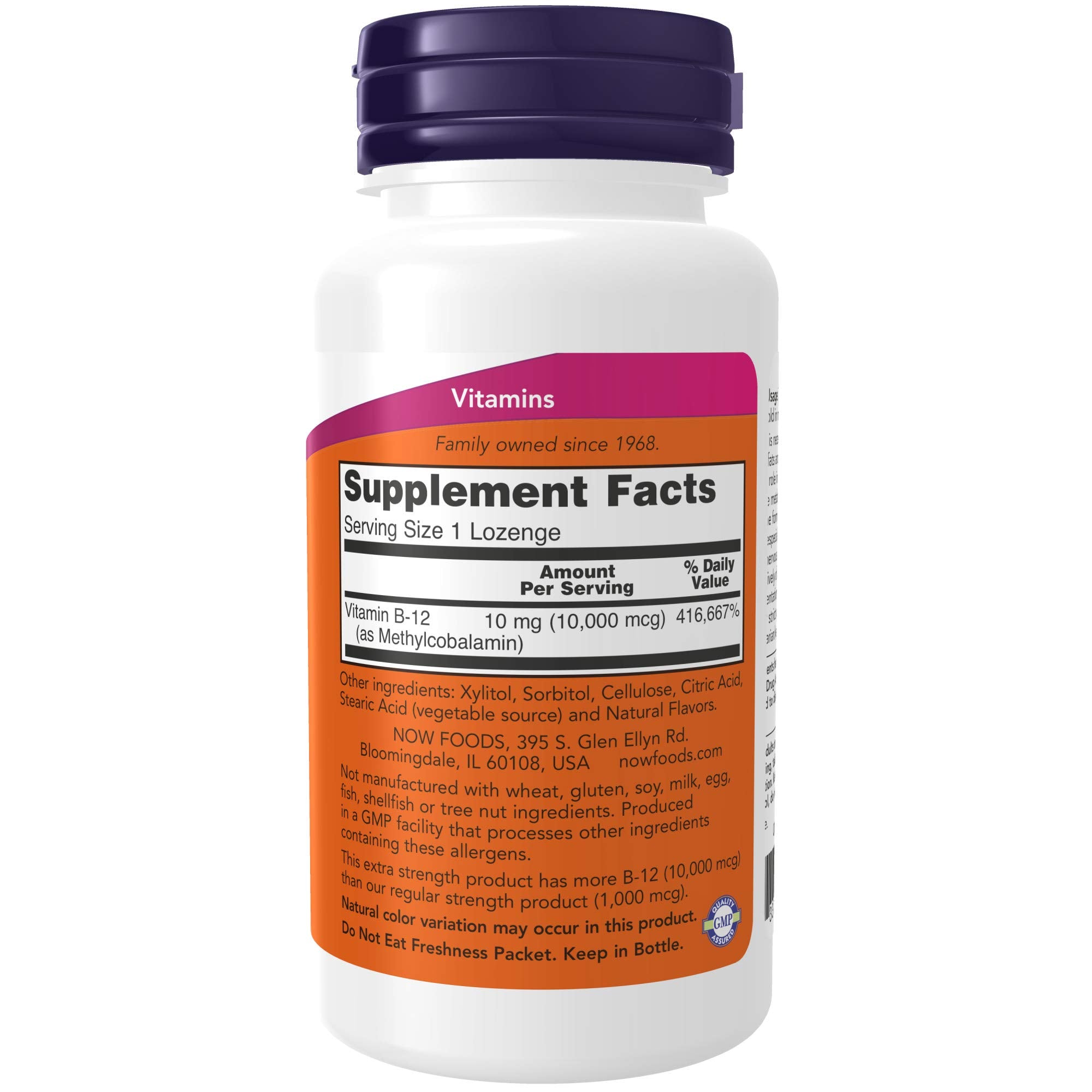NOW Foods Methyl B-12 boîte présentation : format pratique pour routine quotidienne.