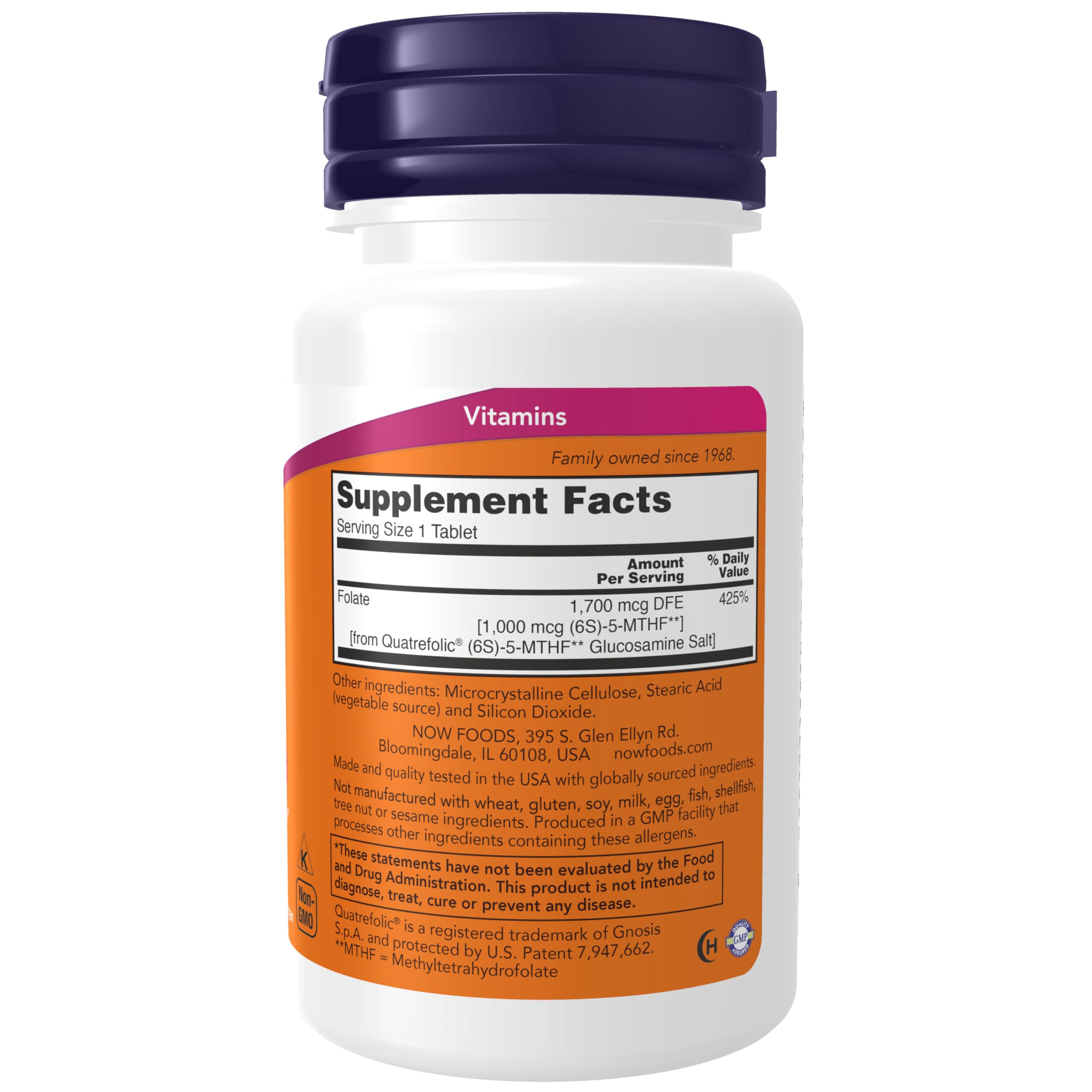 NOW Foods Methyl Folate – tablettes sur plate, dosage pratique et fiable.