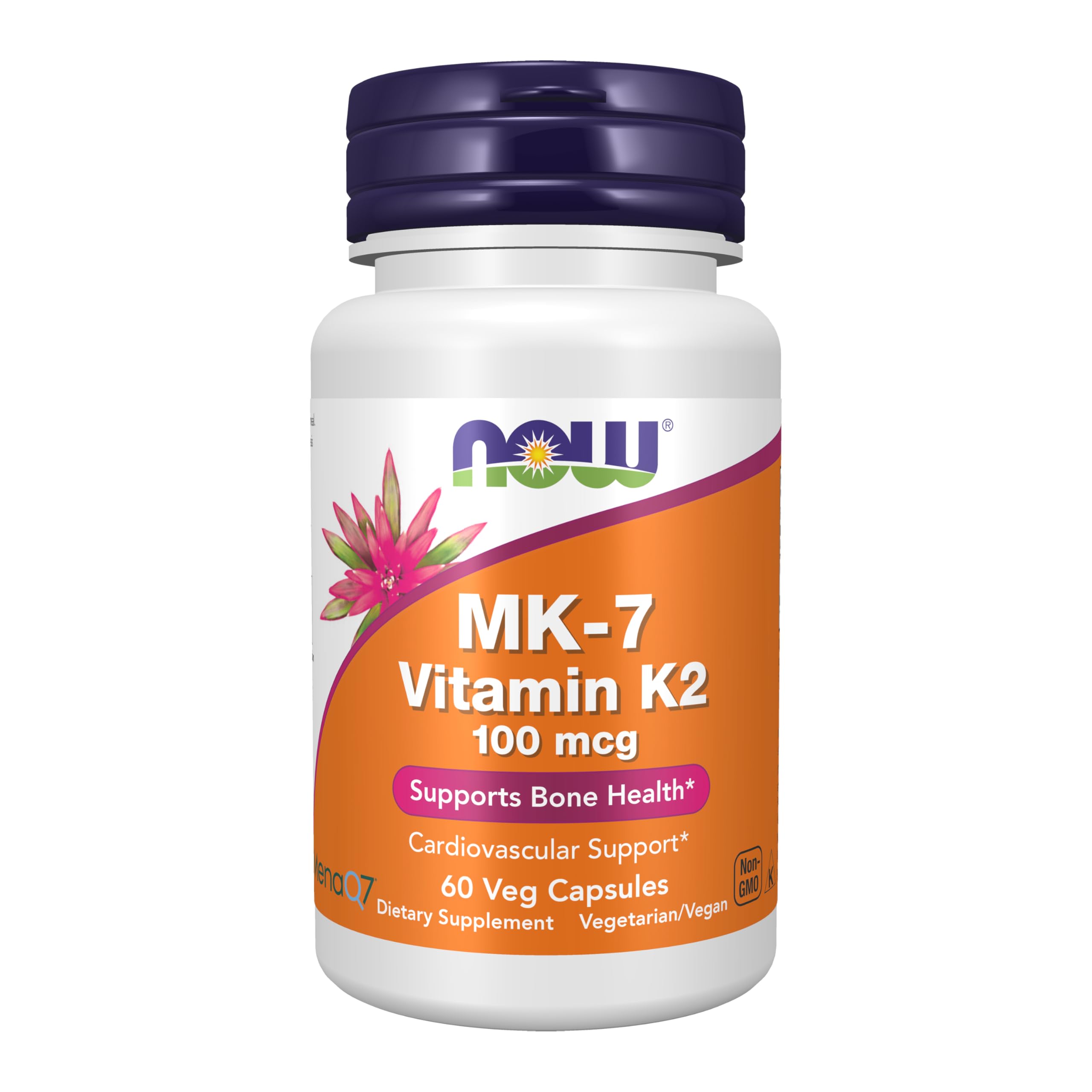 NOW Foods MK-7 Vitamine K-2, flacon de 60 gélules véganes pour le soutien potentiel des os