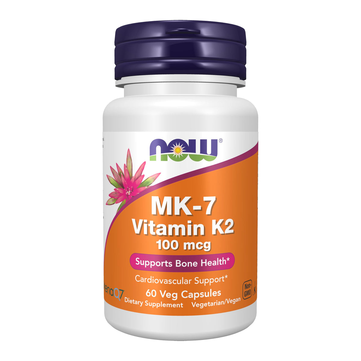 NOW Foods MK-7 Vitamine K-2, flacon de 60 gélules véganes pour le soutien potentiel des os
