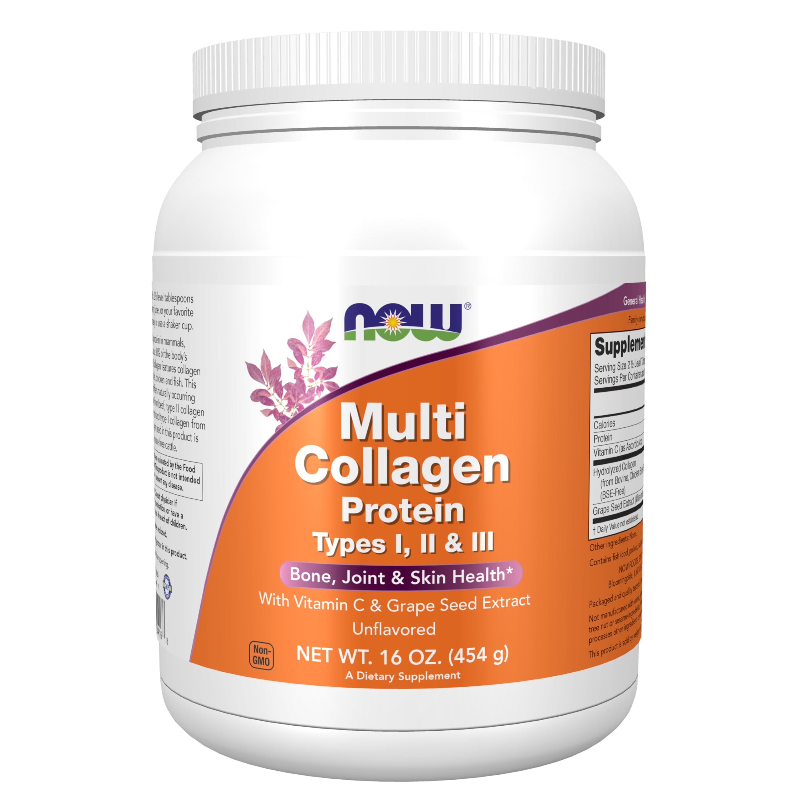 NOW Foods Multi Collagen – bouteille et versement facile pour enrichir votre smoothie.
