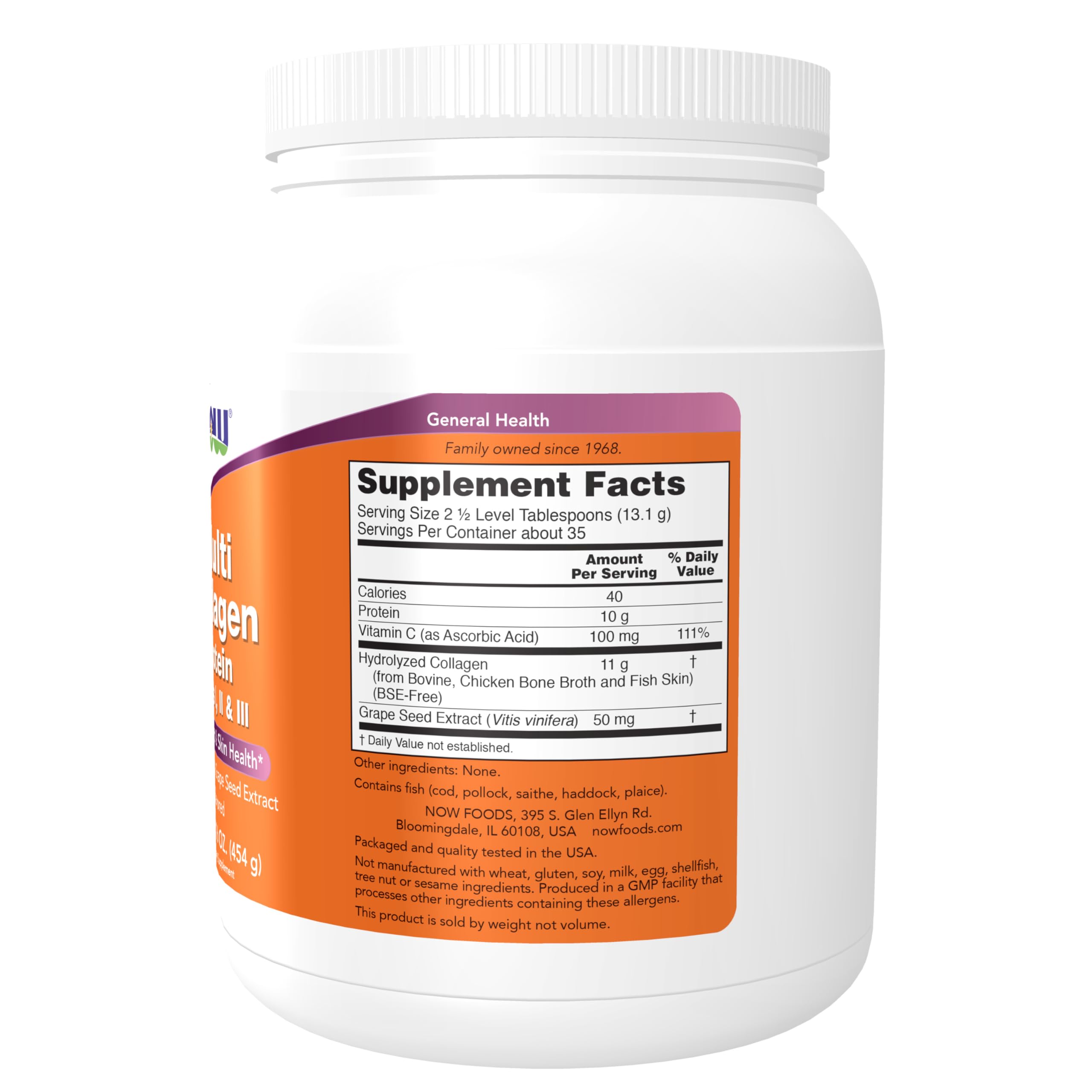 NOW Foods Multi Collagen – doseur prêt à l’emploi pour une portion quotidienne.
