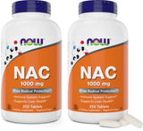 NOW Foods NAC 1000 mg, pack de 2 comprimés, emballage visible et pratique.