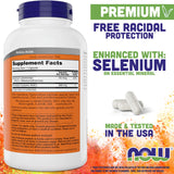 NOW Foods NAC 600 mg - étiquette mentionnant le selenium pour un apport minéral essentiel.