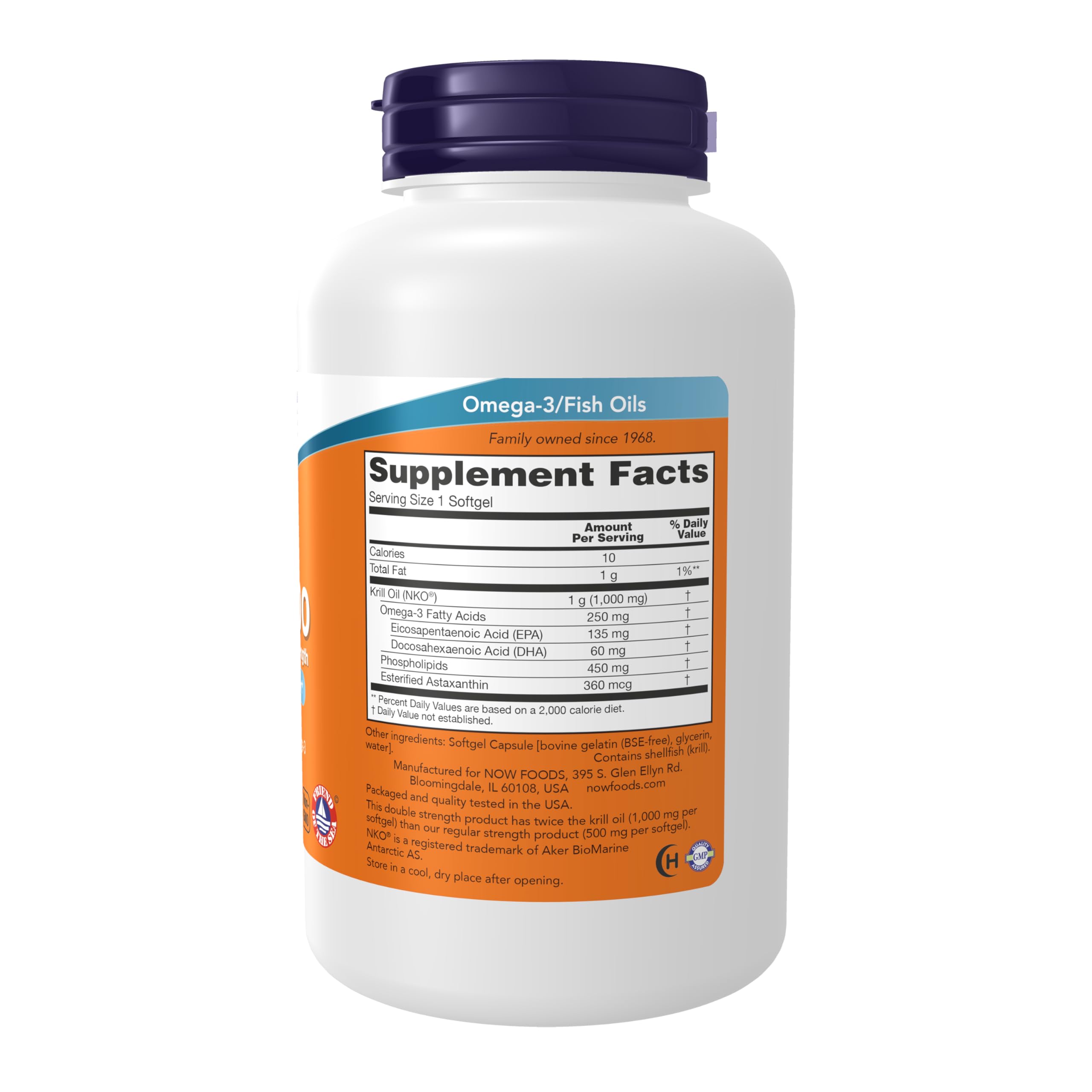 NOW Foods Neptune Krill – etiquette, formulation phospholipid-bound pour absorption accrue.
