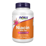 NOW Foods Niacin 500 mg en bouteille — prise quotidienne avec repas pour soutenir le métabolisme.