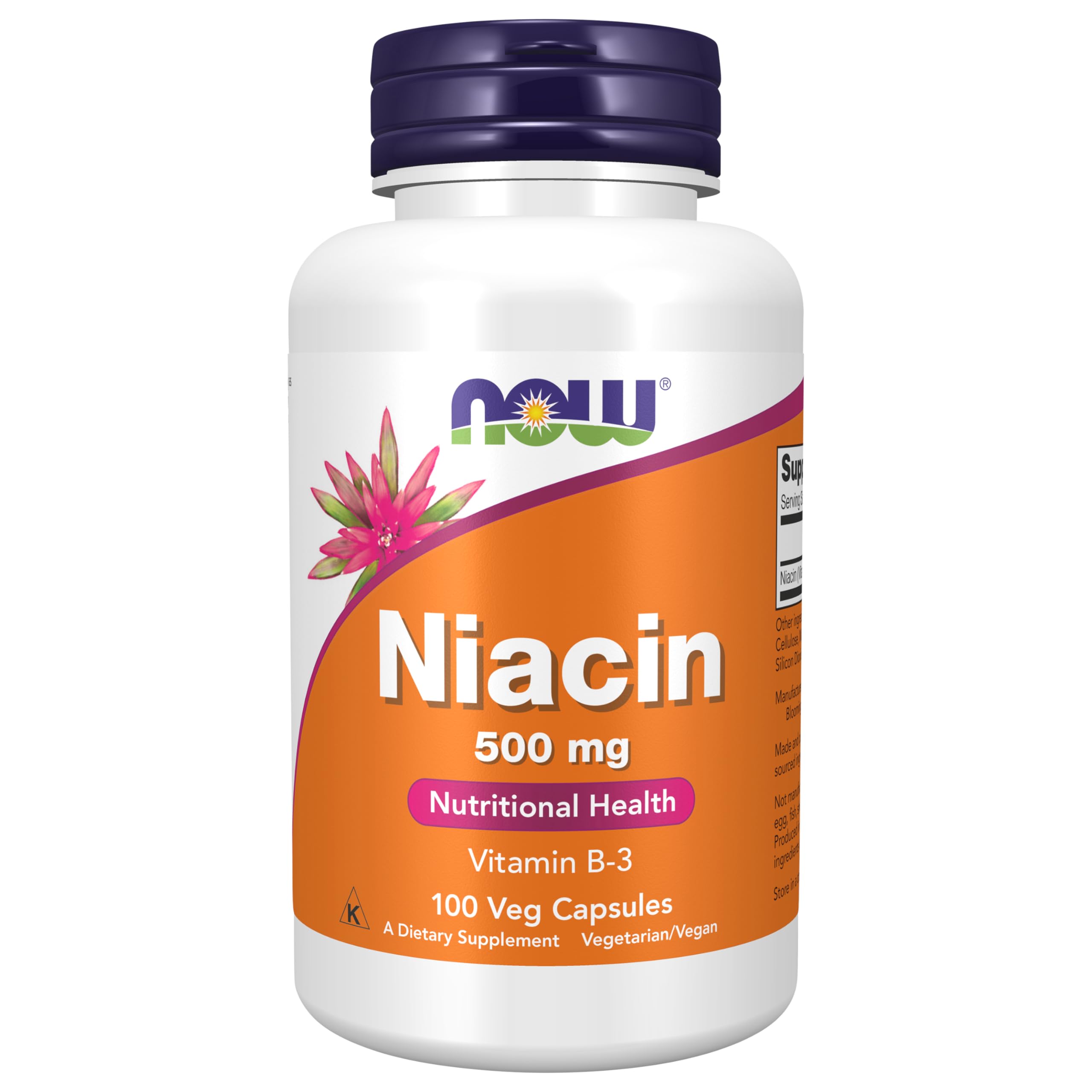 NOW Foods Niacine 500 mg, bouteille de gélules prête à l'apport quotidien