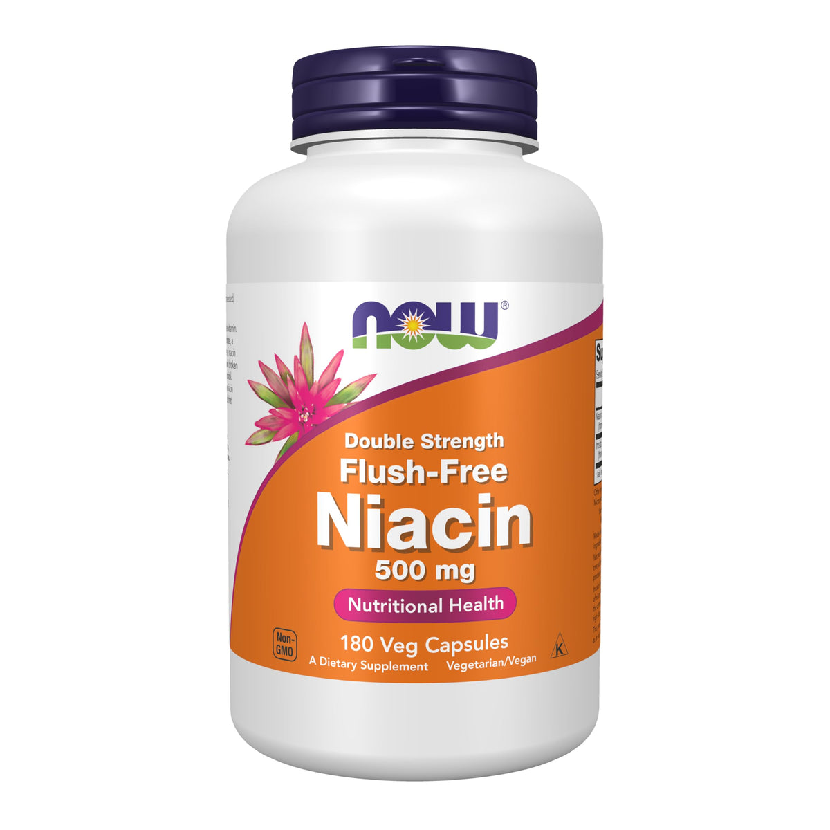 NOW Foods Niacine 500 mg sans bouffée, capsules faciles à avaler.