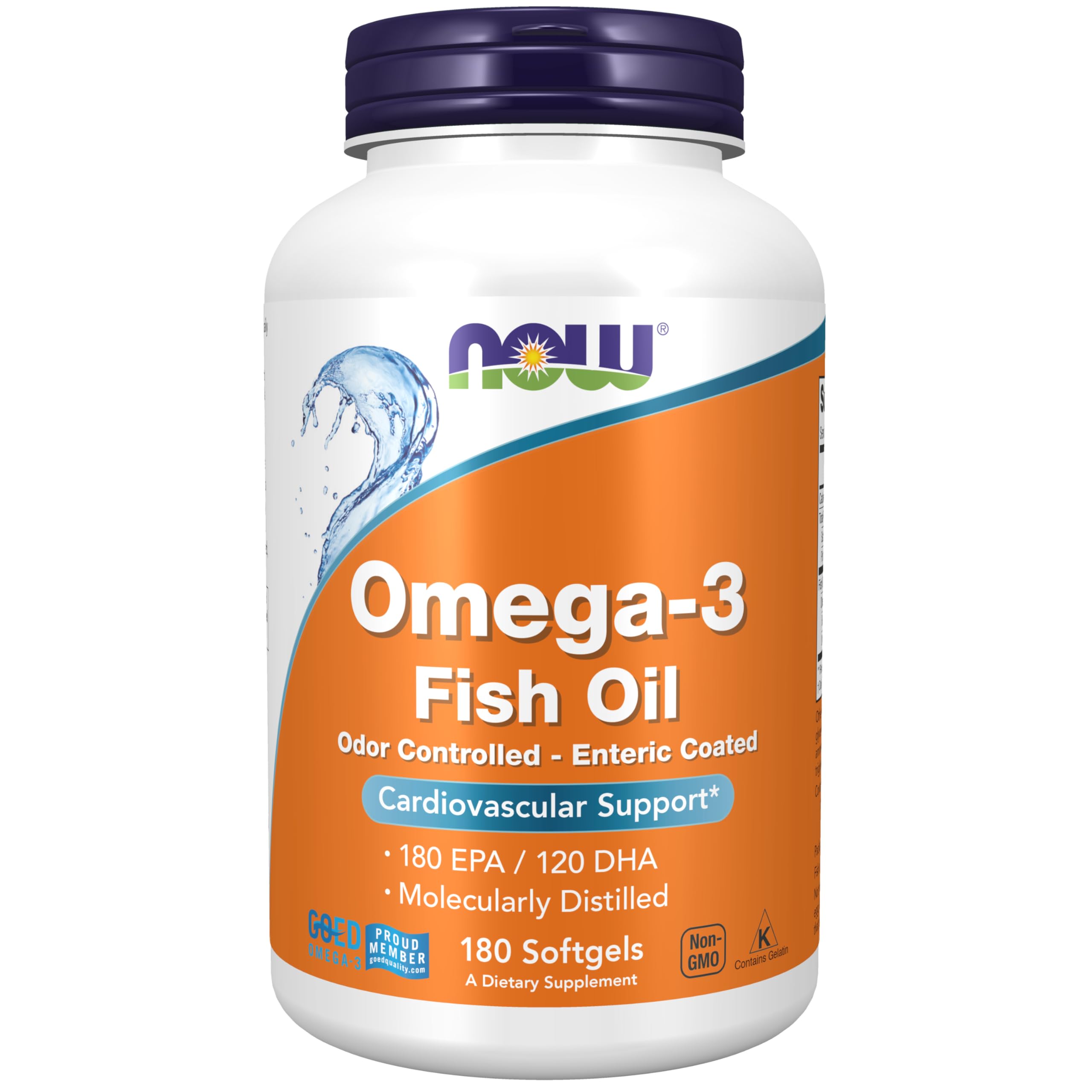 NOW Foods Omega-3, bouteille entérique, contrôle d odeur pour une prise quotidienne pratique
