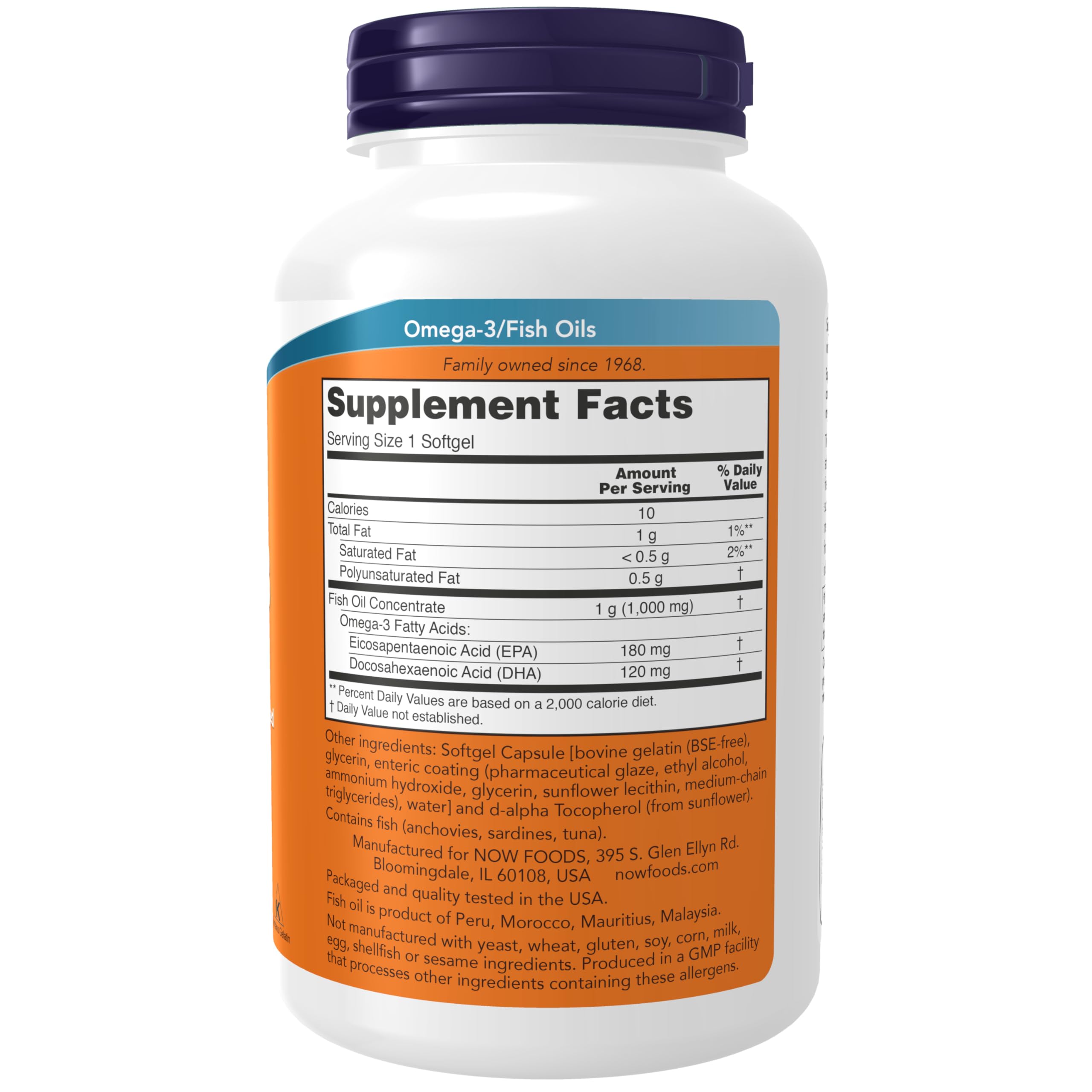 NOW Foods Omega-3, capsules entériques, odeur contrôlée et tolérance facilitée