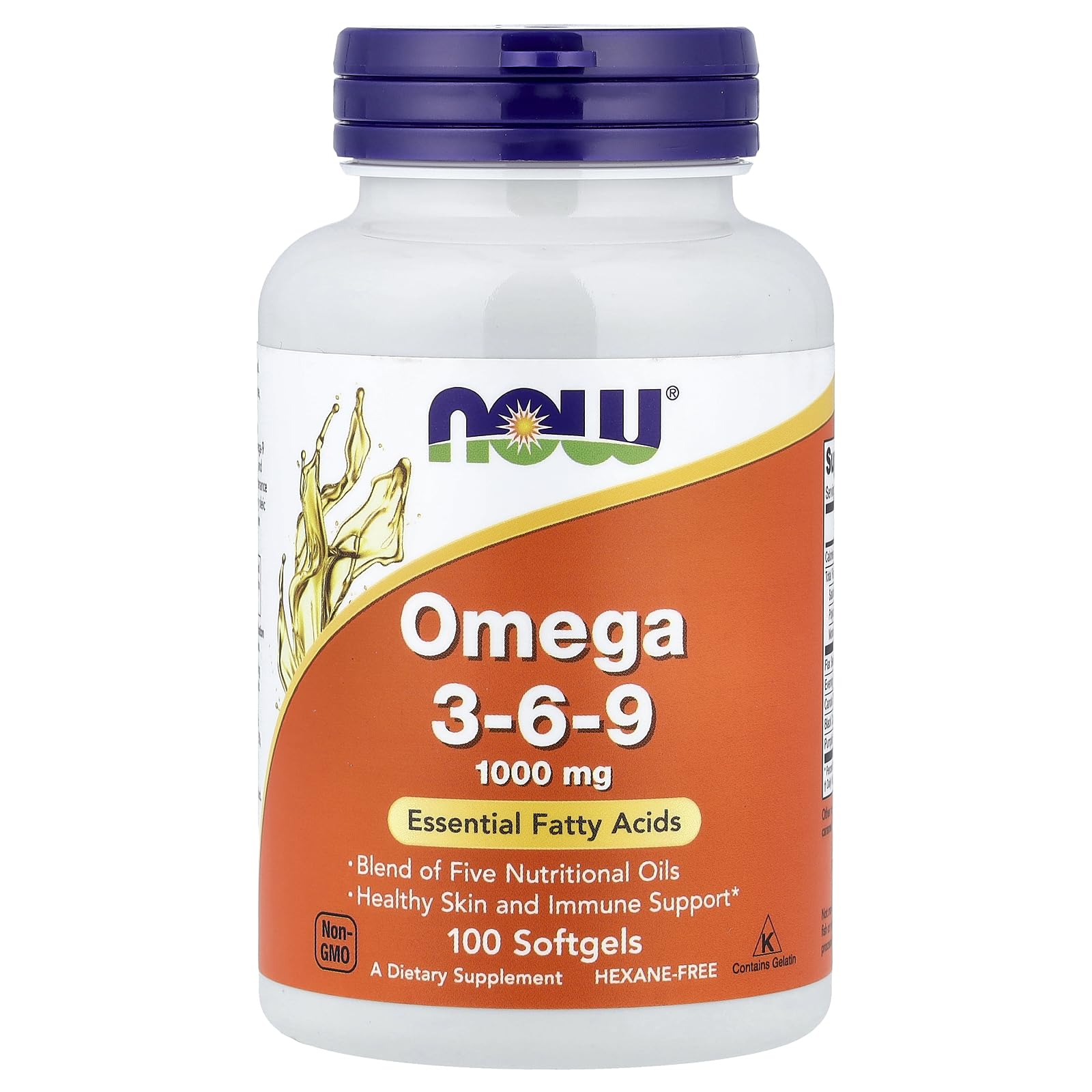 NOW Foods Omega 3-6-9, bouteille de gélules molles, soutien potentiel peau saine