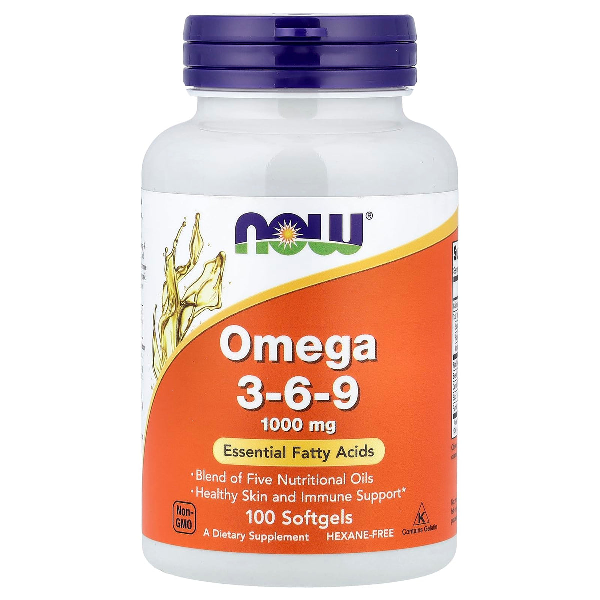 NOW Foods Omega 3-6-9, bouteille de gélules molles, soutien potentiel peau saine
