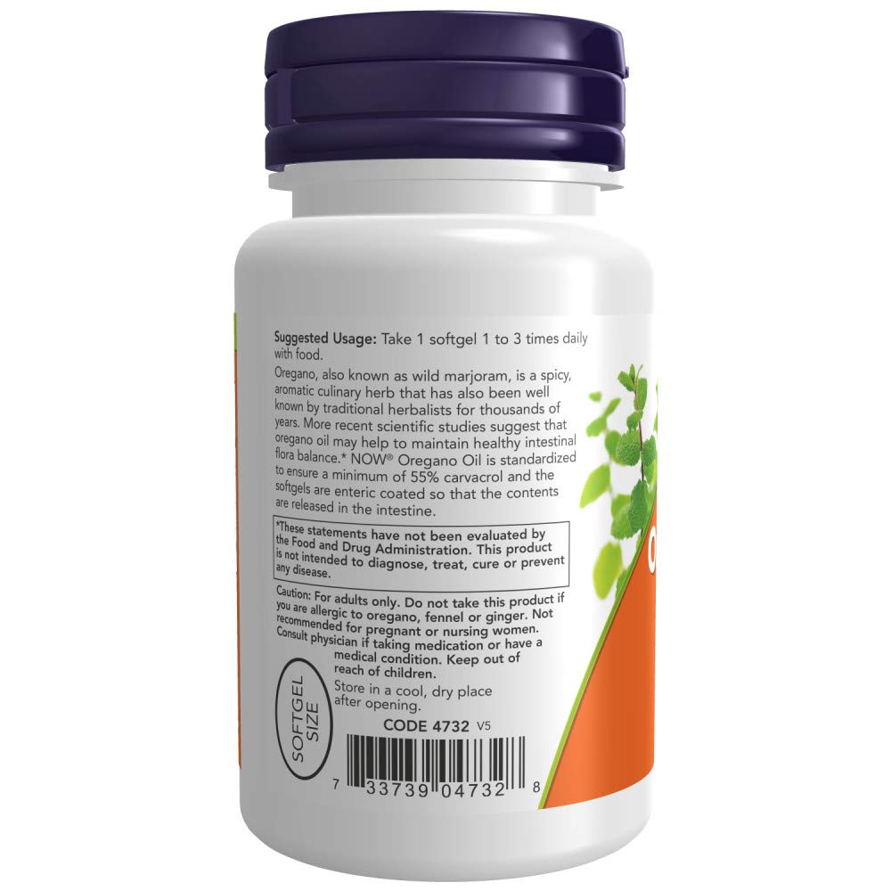 NOW Foods Oregano Oil entérique – soutien potentiel de la flore intestinale.