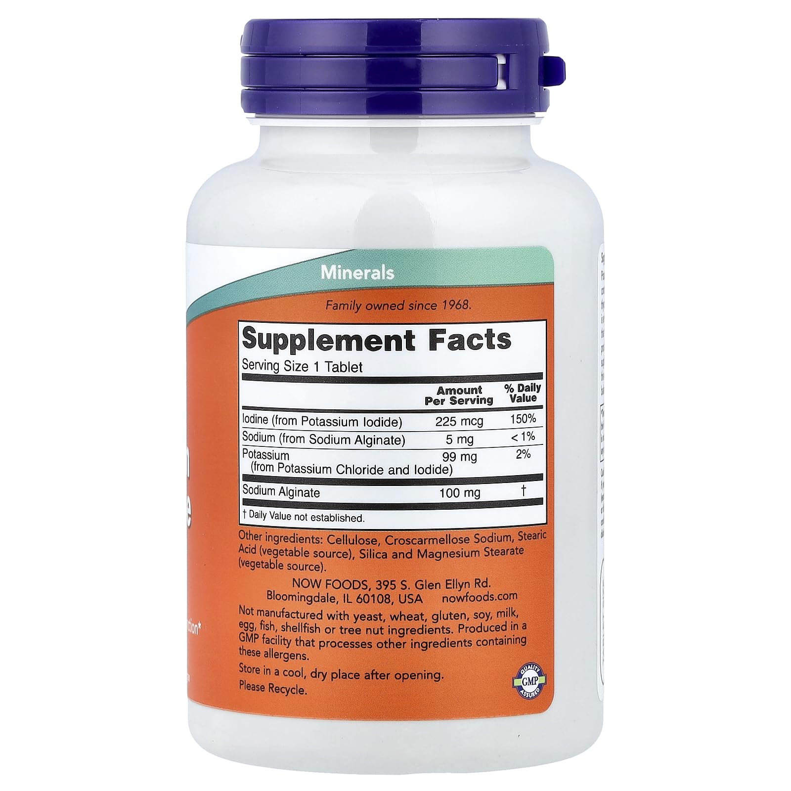 NOW Foods Potassium Plus Iodine – comprimés: étiquette claire sur les ingrédients