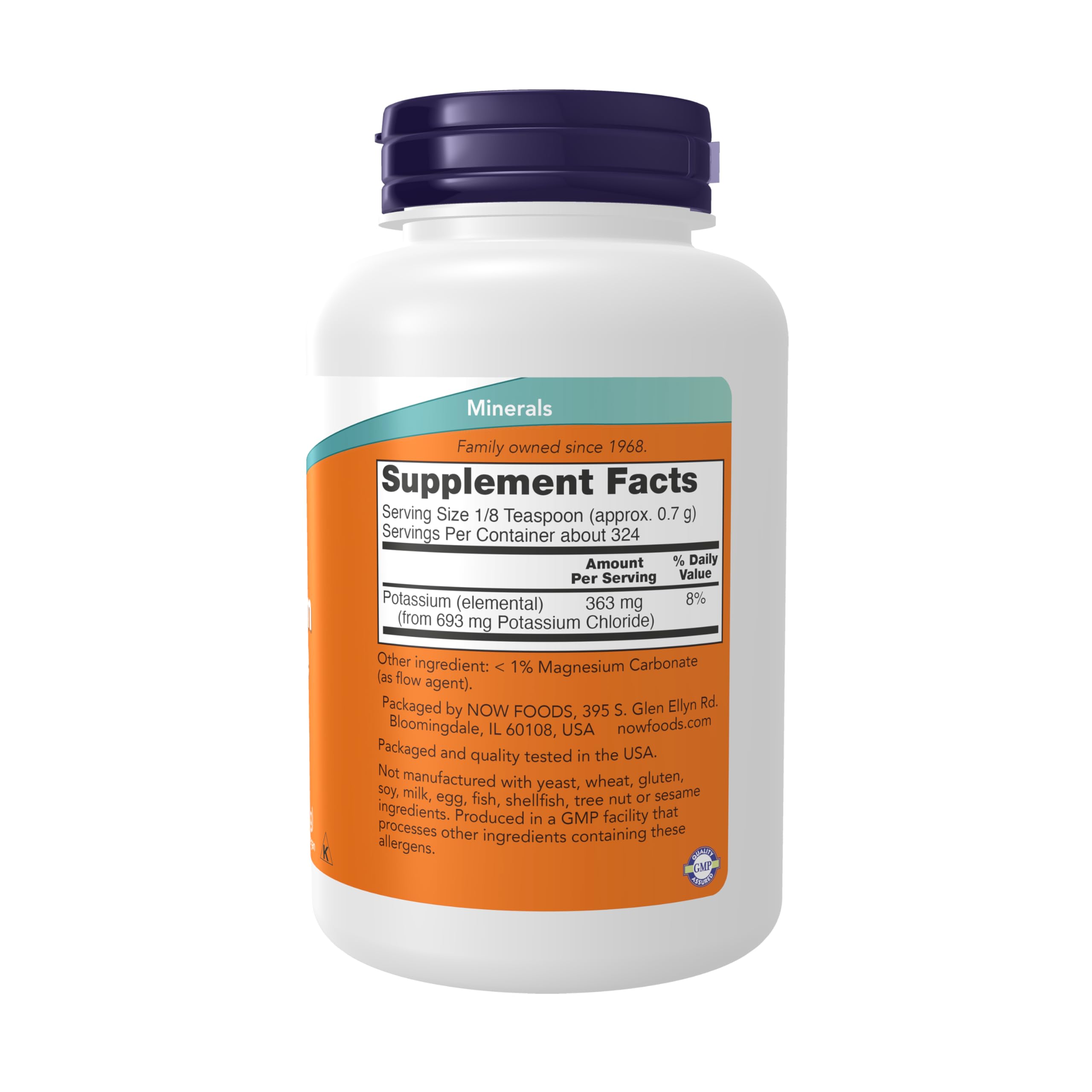 NOW Foods poudre chlorure-potassium doseur: mesure facile pour chaque prise.