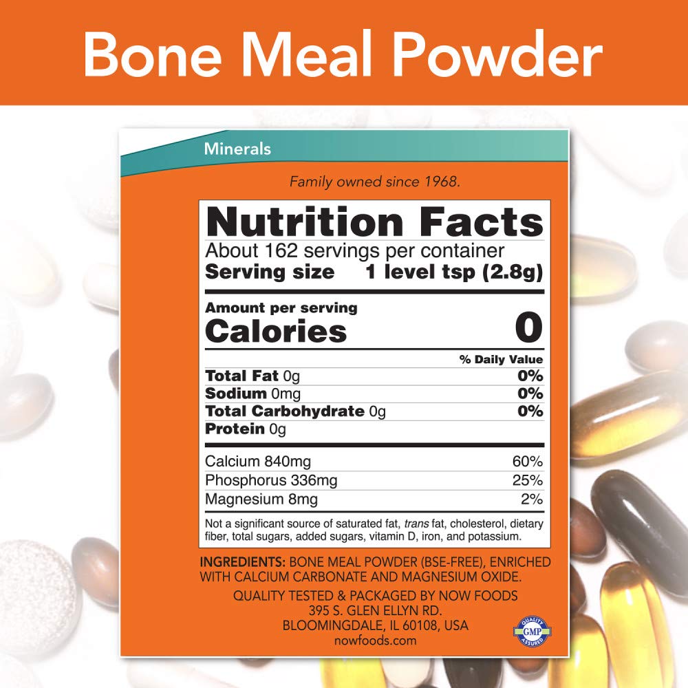 NOW Foods Poudre d’Os – doseuse intégrée pour portions rapides et faciles.