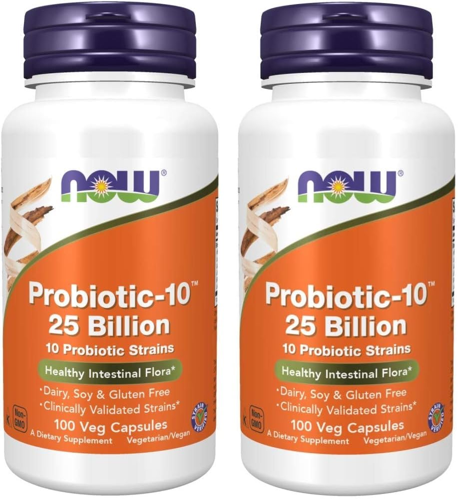 Now Foods Probiotic-10, bouteille visible, gélules faciles à prendre au quotidien.