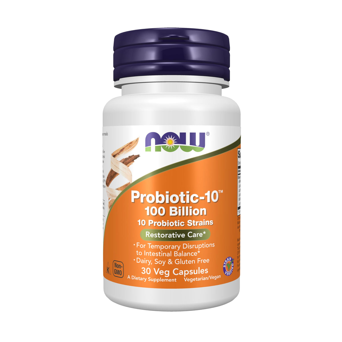 NOW Foods Probiotic-10 : bouteille de gélules prête pour un soutien digestif potentiel
