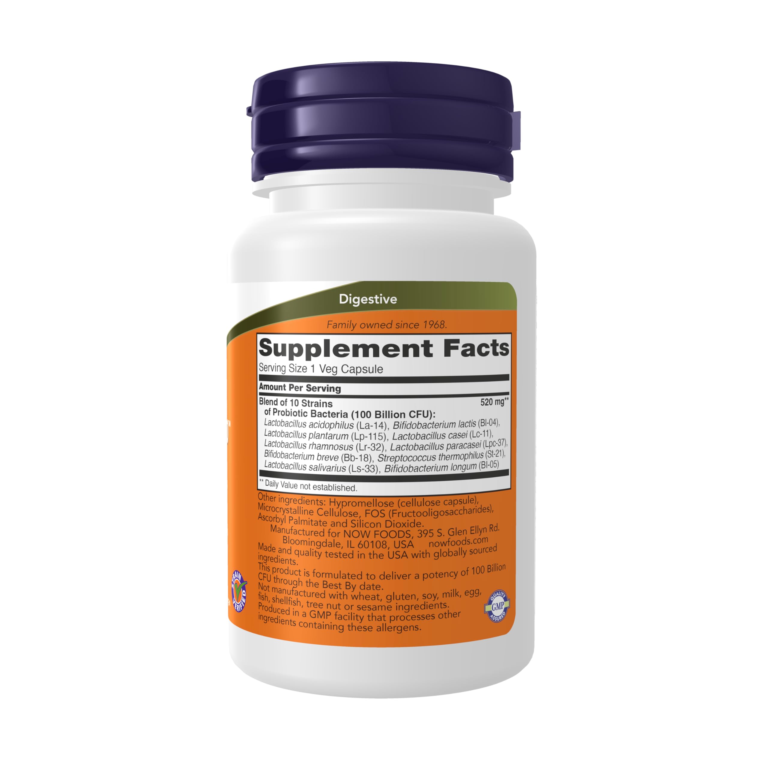 NOW Foods Probiotic-10 : capsules visibles, pratique pour une routine quotidienne
